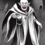 Placeholder: Nosferatu vampire with white skin and horns on the jaw with giant mouth full of fangs as Russian Orthodox