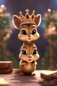 Placeholder: Cute 3d animated chipmunk, she is a model and beauty contest winner with banner and tiara