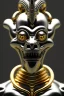 Placeholder: Silver alien, head, wicked, black eyes, blood, 8k, finely detailed, photo realistic, Anunnaki black male African Egyptian alien, cracks in the voodoo head, wicked, eyes, crown, Elephant, 8k, finely detailed, photo realistic, tiger turquoise skull head gold dragon space alien sun skeleton gold gorilla silver crown silver eyes