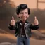 Placeholder: wide view young Fonz with black hair greaser figure doll 1992 (thumbs-up) (face) Forehead grin, fonzarelli, ((arnold's drive-in)) fonzie