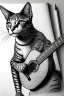 Placeholder: One single mature Siam cat, friendly, playing guitar, vienna, sunny day, perfect iris, model style, hyper realistic, extremely accurate, delicate, extremely detailed, Graphic novel style, wide-angle, open aperture, superfine pencil