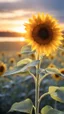 Placeholder: golden single sunflower against sunset in 3D with beautiful lighting