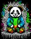 Placeholder: Panda in panda onsie meditating, anime, graffiti, vibrant