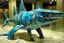 Placeholder: A blue water elemental shark designed in ancient Roman mosaics painted by Pablo Picasso