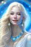 Placeholder: Enlighten, highly detailed beautiful elegant, happy smiling blond long hair blue eyes, white gold costume bright morning, space ship, planets, white pink gold blue shining graduated colours, nice magic atmosphere, jewels, shining stars, glitters, hyper ultra realistic, 32 K, tom bagshaw, greg rutkowski, global illumination, radiant light, bright sky environment, intricate details, surreal, wonderfull
