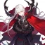 Placeholder: Vampire knight, young man, long white hair, black full plate armor, red cape