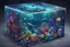 Placeholder: hyperrealistic, 4k, box for storing things with beautiful drawings a lot of colours, very detailed, subnautica, sea plants, seal leviathan, planets space, galaxies,