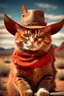 Placeholder: gato de colorado, vestido de cowboy, dentro de el lejano oeste. estilo caricatura real