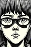 Placeholder: Drawing in the style of Junji ito, glasses