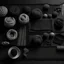 Placeholder: Flat lay, infinite pattern, wool design, tiliable, dark grey,