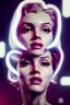 Placeholder: Ultra Realistic image, portrait, blonde woman, sweet Marylin Monroe face, perfect iris, glow eyes, makeup. Cyberpunk style, oversized transparent latex coat, yakuza tattoos. fog, rain, soft color, highly detailed, unreal engine 5, ray tracing, RTX, lumen lighting, ultra detail, volumetric lighting, 3d, finely drawn, high definition, high resolution.