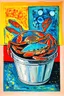 Placeholder: Trickle down theory and Blue Crabs in a bucket; pop art; a mashup of the styles of Oskar Fischinger, Tomma Abts, and Marc Chagall