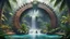 Placeholder: surreal galactic aztec stargate in jungle tropical palms and waterfalls 8k