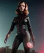 Placeholder: retro sci-fi portrait image from 1960, supermarket parking explosion, fire, classic black widow, young Scarlett Johansson, classic black tight lycra latex suit, retro superhero style, soft color, highly detailed, unreal engine 5, ray tracing, RTX, lumen lighting, ultra detail, volumetric lighting, 3d, finely drawn, high definition, high resolution.