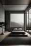 Placeholder: A minimalist bedroom in the style of Japanese Zen with a view.