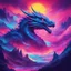 Placeholder: Dragon in a vibrant synthwave dreamscape, neon chaos swirling energetically around pixelated forms, a dynamic fusion of retro gaming nostalgia and futuristic abstraction