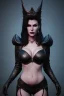Placeholder: Amy Dumas as evil queen in black leather, leather, busty, cleavage, angry, rage, stern look. character design by cory loftis, fenghua zhong, ryohei hase, ismail inceoglu and ruan jia. unreal engine 5, artistic lighting, highly detailed, photorealistic, fantasy