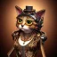 Placeholder: character render of mechanical tabby cat, intricate, ultra-fine detailed, steampunk, ornate, 8k, ultraHD, high-quality, portrait, 3d, realistic, trending on artstation, midjourney style, elaborate, openjourney style