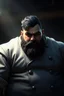 Placeholder: Large burly man, chef clothes, raven Black hair, short trimmed beard, 8k resolution, dark fantasy concept art, as on Deviantart, dynamic lighting, hyperdetailed, intricately detailed, trending on Artstation, deep color, Unreal Engine, volumetric lighting, complementary