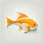 Placeholder: orange fish, made of paper, flat, wide, simple, paper texture, white background, long and thin tail, round