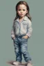 Placeholder: Illustration of actress Angelina jolie as a toddler, in the metro, jeans, style of Marcel Marlier, pastel colors