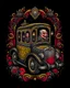 Placeholder: Ornate Hearse tattoo design, traditional tattoo style, t-shirt design, fantasy art, digital painting, clean dark background, 8K