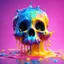 Placeholder: ((gooey melting skull)), 3d animation style, whimsical fluid form, ((dripping)), yellow, blue, pink goop drizzle, adorable and cute, photorealistic cg, 3D concept art, colour gradient background, playful, soft smooth lighting, highly detailed, stylised and expressive, sharp, wildly imaginative, skottie young, bold, neon graffiti, (pop surrealism), multi coloured coloured sprinkles, pop candy toppings , smooth texture, cgsociety, Maya render, ray tracing, studio light, magical