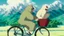 Placeholder: Yeti riding a bicycle, fun, family, award winning