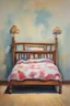 Placeholder: a painting of a Childs bed