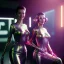 Placeholder: Ultra Realistic scene, retro futuristic style, 1960 fashion sci-fi. 2 cyber Women, shopping, smile, happy. highly detailed, concept art, unreal engine 5, ray tracing, RTX, lumen lighting, ultra detail, volumetric lighting, 3d, finely drawn, high definition, high resolution.