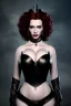 Placeholder: christina hendricks as evil queen in black leather, angry, stern look, volumetric lighting, particales,highly detailed,cinematic, deep colours,8