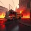 Placeholder: burning building, city, firetruck, run down, graffiti, vandalized, night time, destroyed buildings , unity, scriptable render pipeline , lighting , volumetric , global illumination, skybox , foggy .