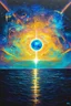 Placeholder: Event Horizon; pale neon neo-surrealistic painting