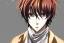 Placeholder: Detailed pretty anime boy, brown hair with blonde strips, keep head in frame, headshot, glaring, brown eyes, covered in bandages, looking serious, illustration, digital painting, only one character, color scheme red, wearing many bandages, Osamu Dazai inspired, anime inspired, manga, dazai, red hair, Chuuya, pretty, scruffy, angry, brooding, manga inspired, small nose, long lower eyelashes, handsome, widows peak, headshot, glaring, cute, wearing a bandage on neck, small nose, scruffy hair