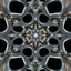 Placeholder: Mesmerizing abstract visual, recursive Symmetrical 3d structure of flowing translucent shapes, centered, soft aesthetic, negetive space.galaxsy background