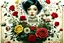 Placeholder: A full portrait of a beautiful colorful roses bouquet in a vase, Van Gogh Style, within frame, facing frontal, with very detailed red machine components, white background, cream color background, bright background landscape, ornate, intricate, complex, highly detailed, digital painting, smooth, art by tom bagshaw, akihiko yoshida, highly detailed, realistic, Van Gogh.