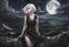 Placeholder: girl in 8k realistic anime drawing style, short white hair, fantasy world, moon, black dress, rain, highly detailed, high details, detailed portrait, masterpiece,ultra detailed, ultra quality