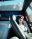 Placeholder: Ultra realistic back seat of limousine image, wide angle view, Alice woman and white rabbit man, many color balls, circus clothing, long hair, smoke, feather long coat, soft color, highly detailed, unreal engine 5, ray tracing, RTX, lumen lighting, ultra detail, volumetric lighting, 3d, finely drawn, high definition, high resolution.