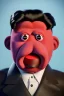 Placeholder: Waist up muppet Portrait, Kim Jong-un muppet doll, black suit, photo studio, red background, unreal engine 5, concept art, art station, god lights, ray tracing, RTX, lumen lighting, ultra detail, volumetric lighting, 3d.