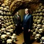 Placeholder: Saddam and George Bush in cave surrounded by skulls in the cave walls