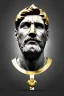 Placeholder: Ultra Realistic image, Roman sculpture, white marble material, Lionel Messi, gold Laurel leaves wreath, renaissance ornaments, one gold star in heart, sun ornament, marble and background, chisel style, waist up portrait, emperor style, epic, celestial, cinematic lighting, God light, god rays, 4k resolution, smooth details, ornate details, soft lighting, unreal engine 5, art station, substance 3d.