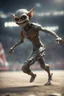 Placeholder: hyper fast gremlin long jump with javelin in the Olympics in the style of Giger and fallout 4 ,,bokeh like f/0.8, tilt-shift lens 8k, high detail, smooth render, down-light, unreal engine