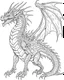 Placeholder: coloring image of full body dragon, line art, realistic, white background