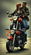 Placeholder: A couple in motorcycle realistic