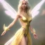 Placeholder: beautiful fairy very etheric, nice smiling, long blond hair, magic glamour pink make up, delicate colors, complete vision of very transparent golden and big wings, beautiful glamour transparent golden dress, ultra sharp focus, 8k, unreal engine 5, extremely sharp detail, light effect, soft light atmosphere, smooth, full of details, face in front, complete vision of face and hair and of the body