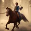 Placeholder: Full body, 3d render, Harry Potter 1800's men style, 1800's hair style, 1800's men clothes style, riding horse, hyper realistic, octane render, unreal engine 5, 8k, palace background, uhd