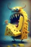 Placeholder: monster eating cheese