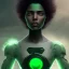 Placeholder: portrait, insanely detailed, heroïc fantasy setting, woman, dark-skinned, indian, octane render, green and black hair, green hairlocks