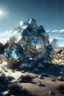 Placeholder: This planet features vast crystalline plateaus reaching toward the sky, giving the landscape a surreal, geometric appearance. The anomaly results from the Remnants' or an unknown cosmic force's influence in sculpting these crystalline formations., photo-realistic, shot on Hasselblad h6d-400c, zeiss prime lens, bokeh like f/0.8, tilt-shift lens 8k, high detail, smooth render, down-light, unreal eng