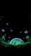 Placeholder: a translucent moon, with dust particles, looking down at a beautiful green fantasy forest